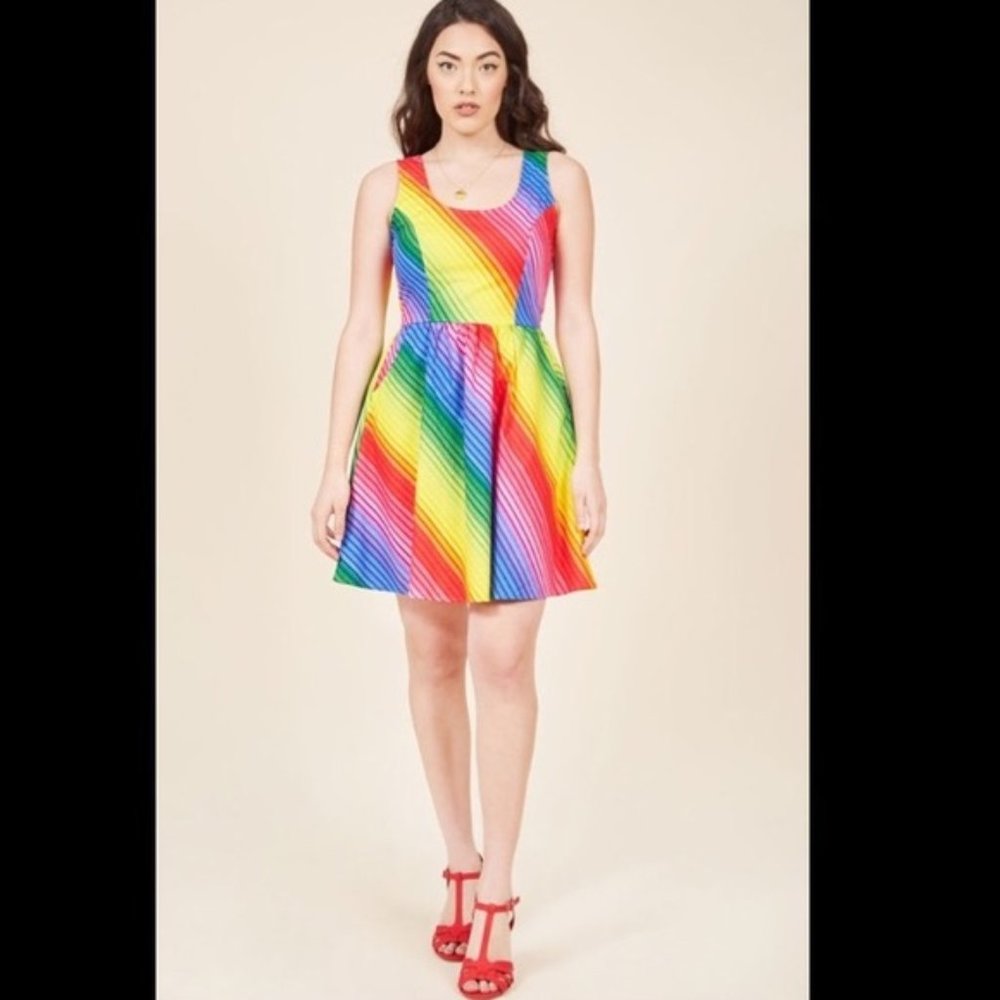 XS Rainbow Reaction Dress by Retrolicious (with POCKETS!)